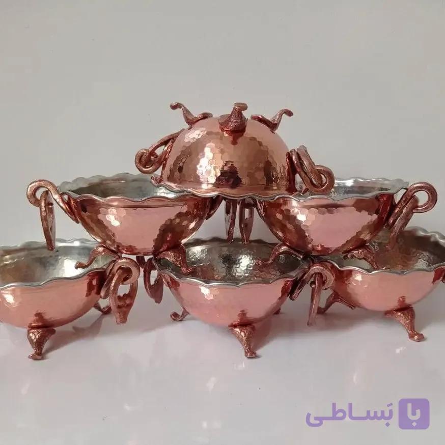کاسه 3 پایه گوشواره دار 6 عددی .ارتفاع 5.5.قطر 11