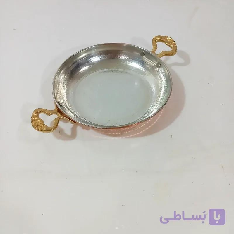 ماهی تابه مسی دو دسته برنجی زنجان چکش کاری شده داخل قلع