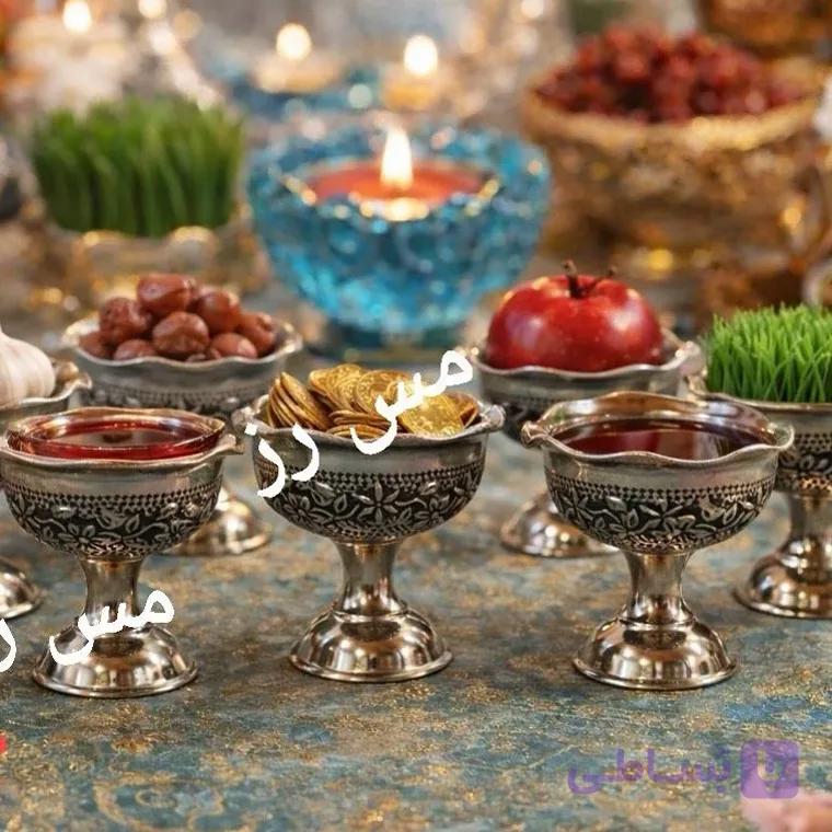هفت سین مسی شش تایی کروم گلبرگ دست ساز رنگ ثابت قطر 6