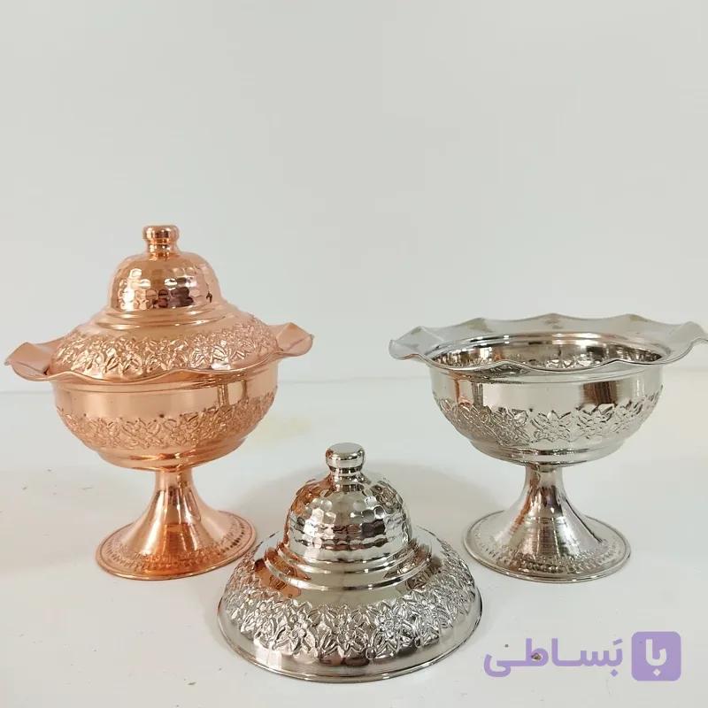 شکلات خوری قلم کاری طرح گل برجسته مسی در دار