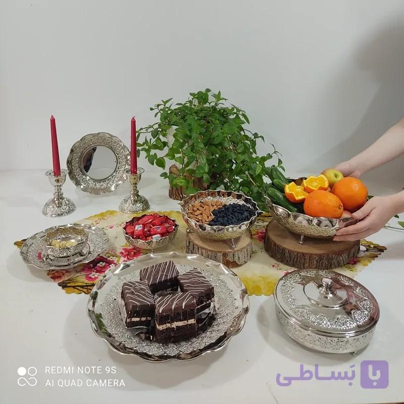 سرویس 4 تیکه پذیرایی رز مس نانو شده سه پایه مس کروم