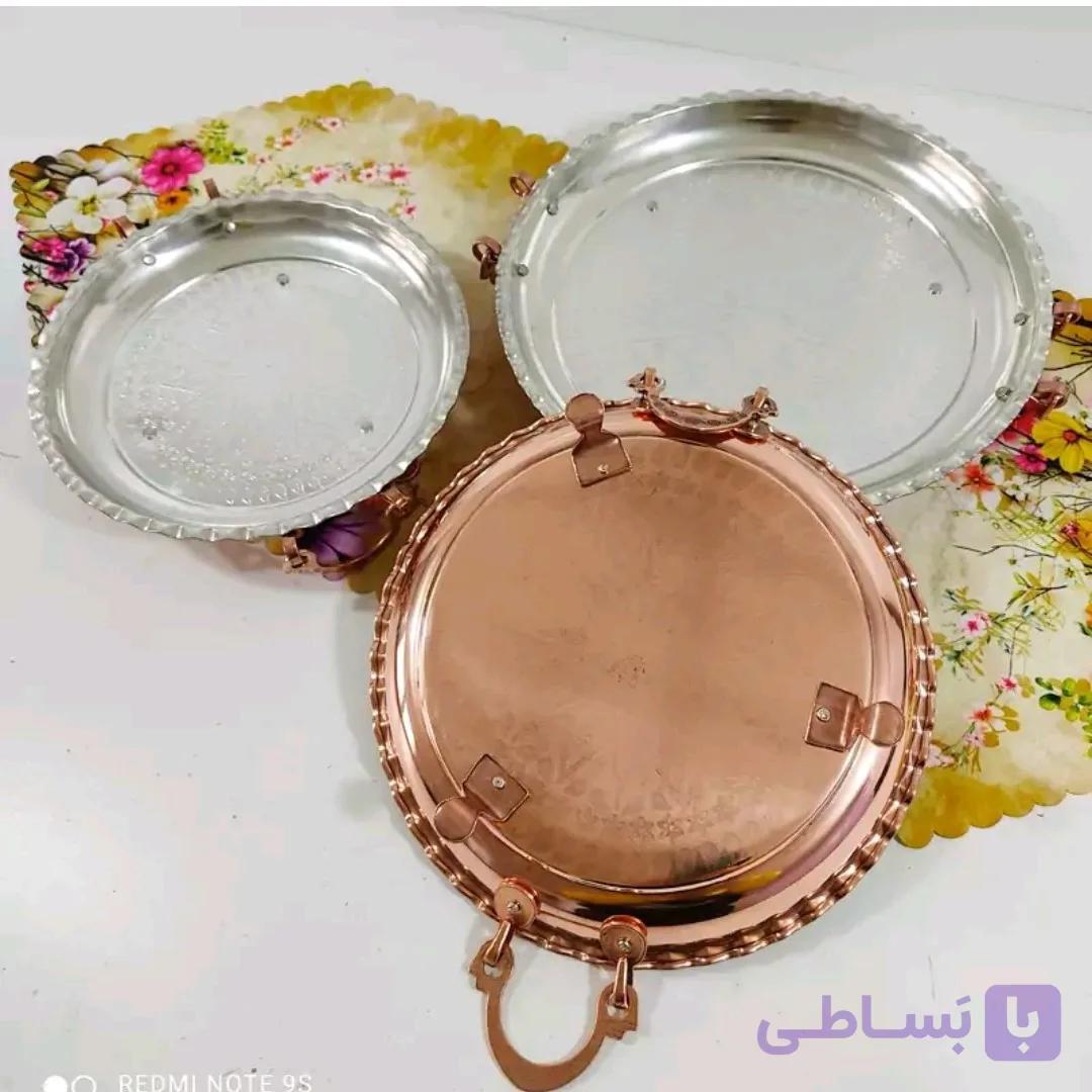 سینی پایه دار مسی زنجان قطرهای24،27،30 نانو ارسال رایگان