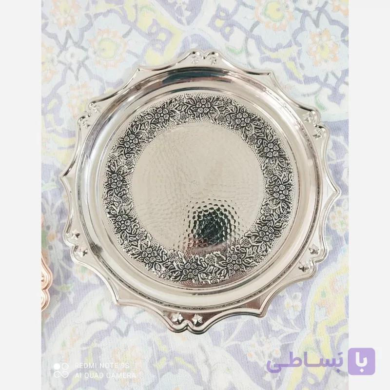 سینی کروم خورشیدی گلبرگ تمام مس نانو شده کار فوق العاده اعلا با قطر34