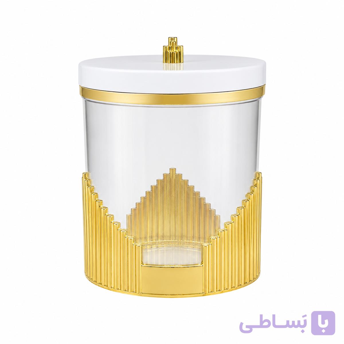 بانکه نگهدارنده شفاف درب قهوه‌ای طلایی سایز کوچک
