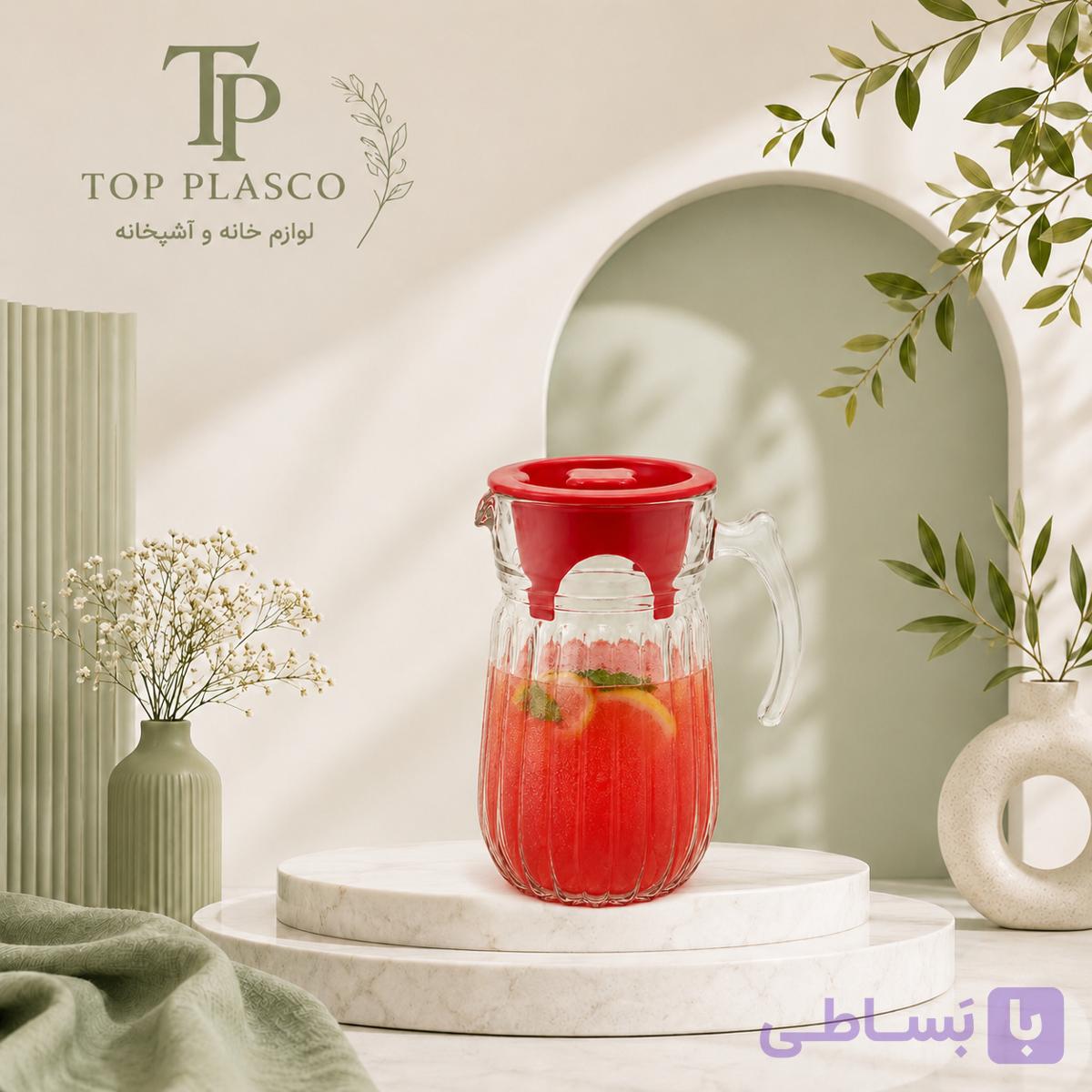پارچ شیشه‌ای درب‌دار مدل کریستال شیاردار