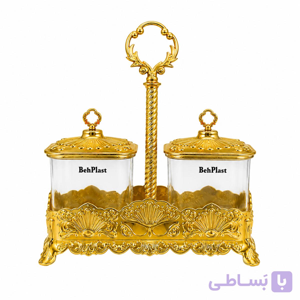 بانکه دوقلو طلایی به پلاست مدل سلطنتی با استند دسته‌دا