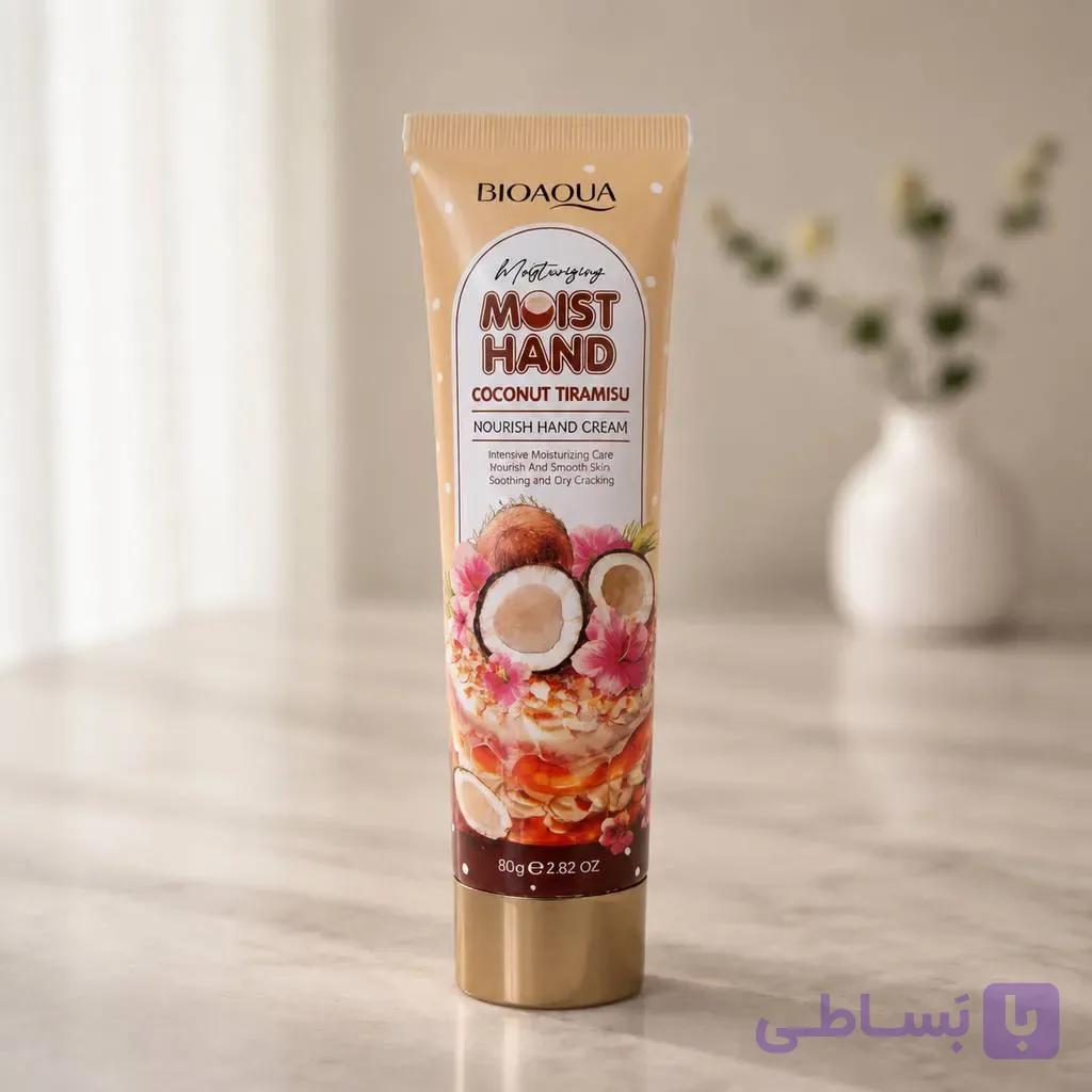 کرم دست مغذی و آبرسان قوی با رایحه نارگیل و تیرامیسو | جذب سریع و بدون چسبندگی — تصویر 1