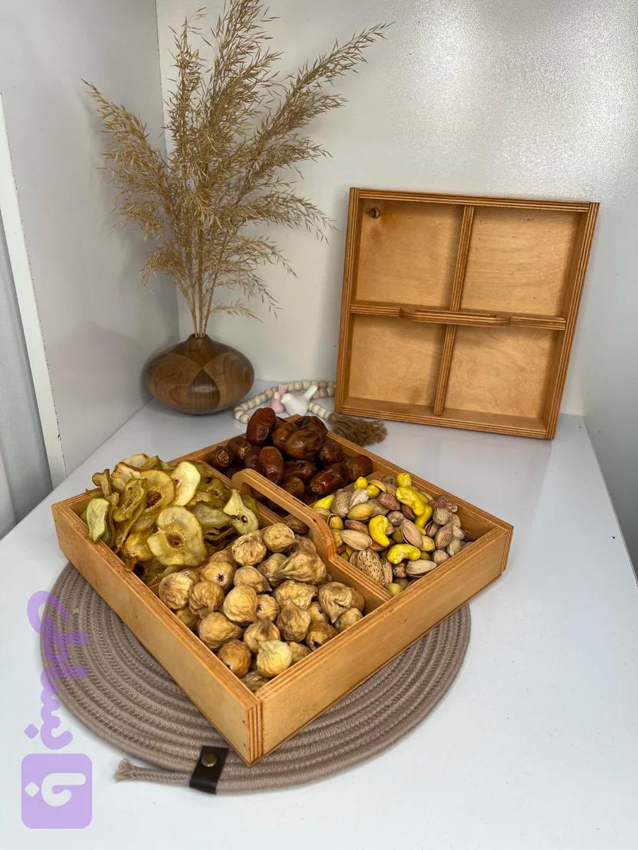 باکس ۴خانه چوبی دسته دار مزه خوری