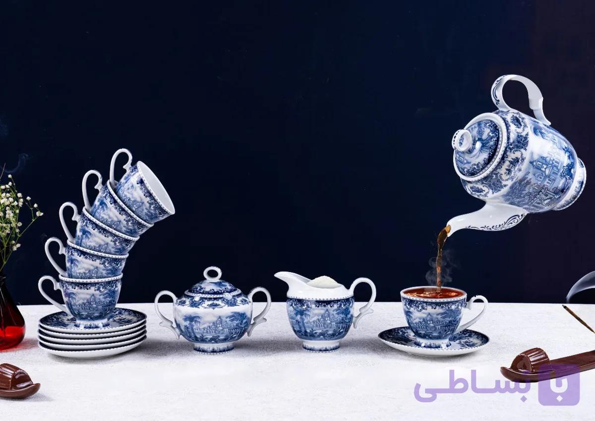 سرویس 17پارچه چایخوری مدل اپرا آکسفورد آبی کد2017