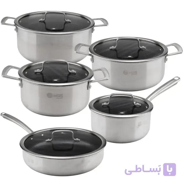 سرویس قابلمه 10 پارچه استیلMGS کف لیزری کد CWS3110 — تصویر 1