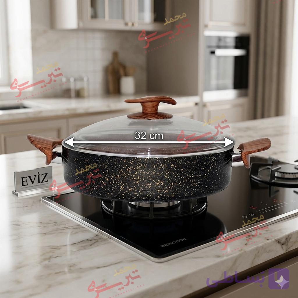 تابه 32دودسته دربدار گرانیتی فورج اویز مدل سوئینگ مشکی