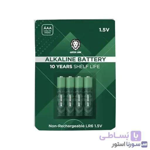 باتری نیم قلمی آلکالاین گرین لاین (Green Lion) 4 عددی مدل GNAKBAAA — تصویر 1