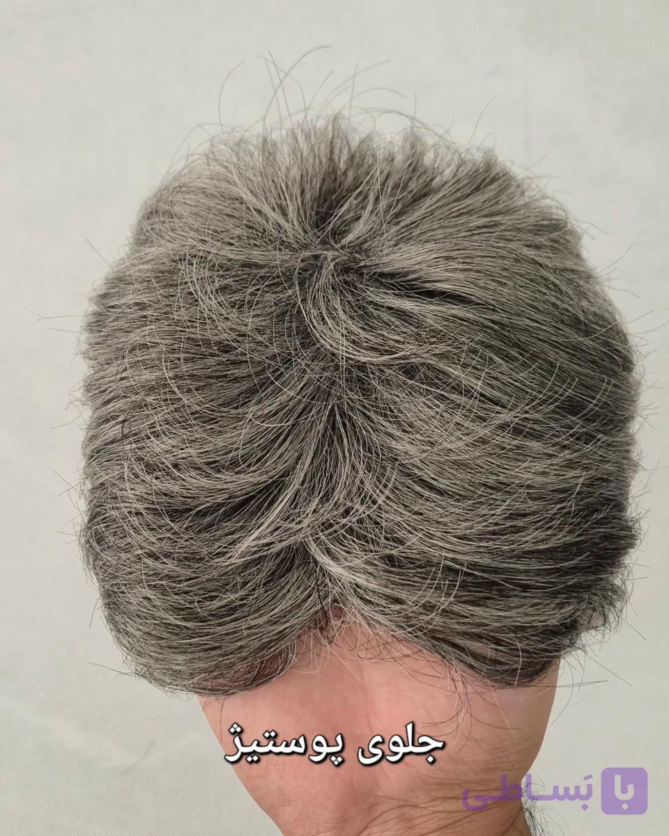 کلاه گیس مردانه جوگندمی ۷۰درصد موی سفید