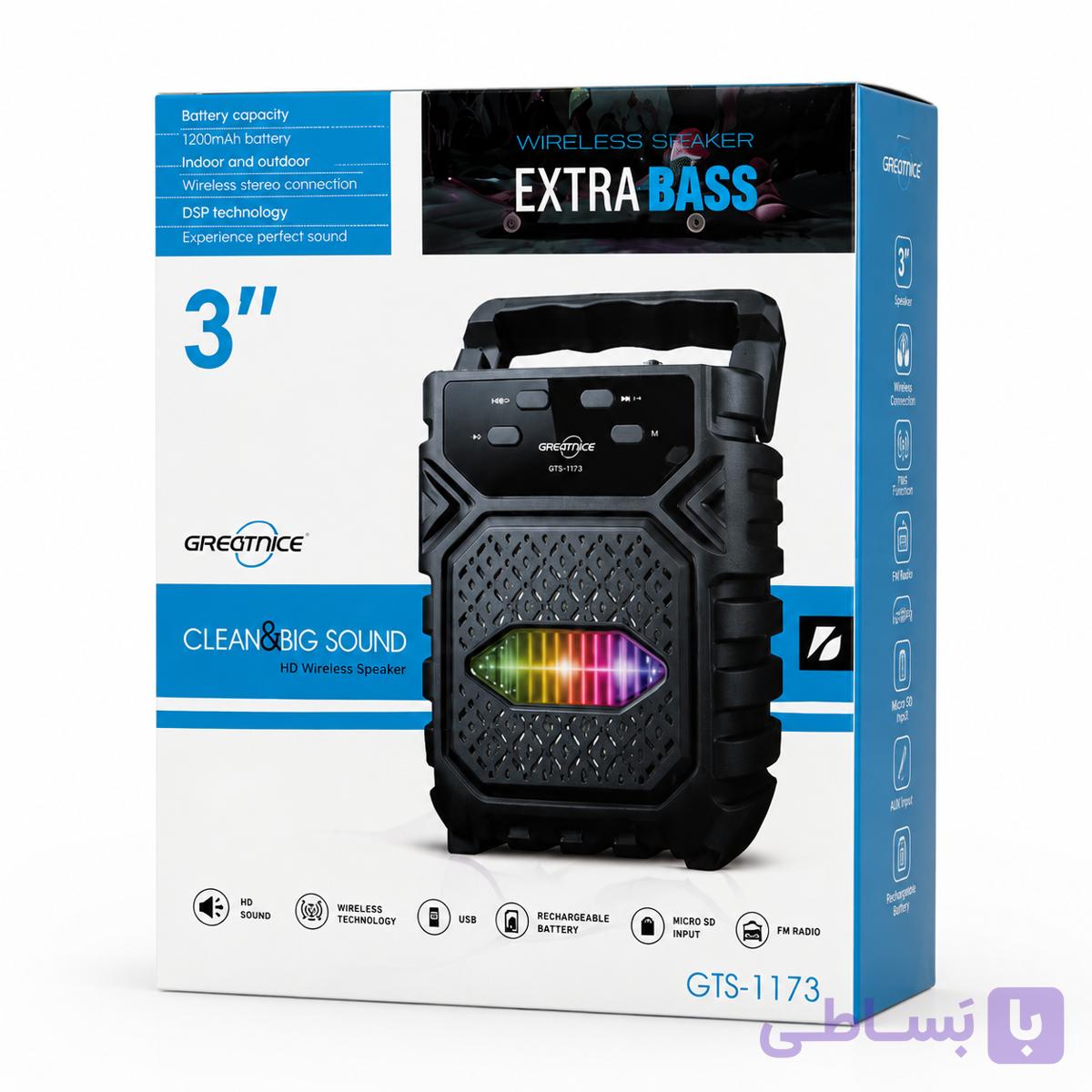 اسپیکر بی سیم بلوتوثی  EXTRA BASS مدل GTS-1173