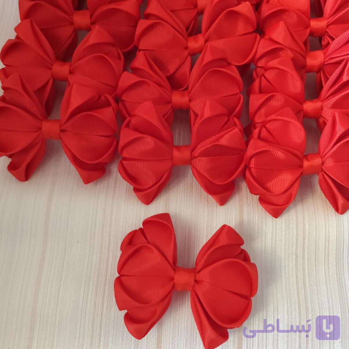گیره مو طرح پاپیون هندوانه ای رنگ قرمز