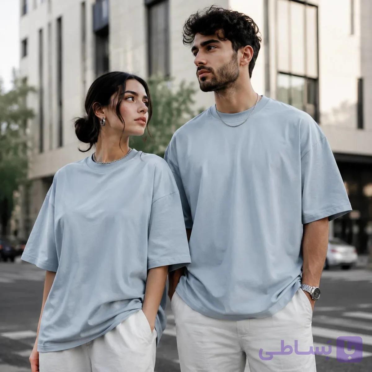 تی‌شرت باکسی یقه کش بافت