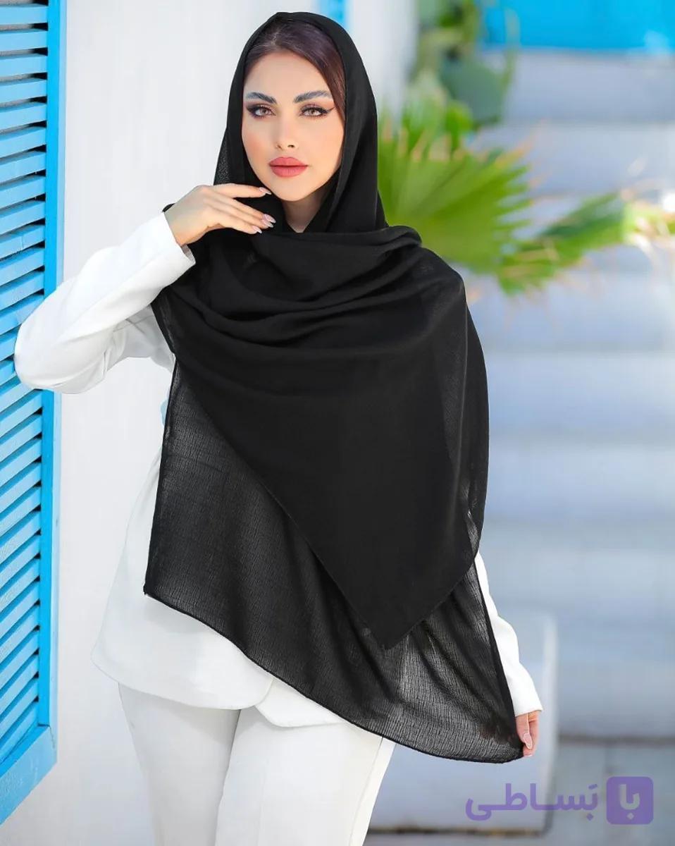 شال مشکی مجلسی کریشه ساده