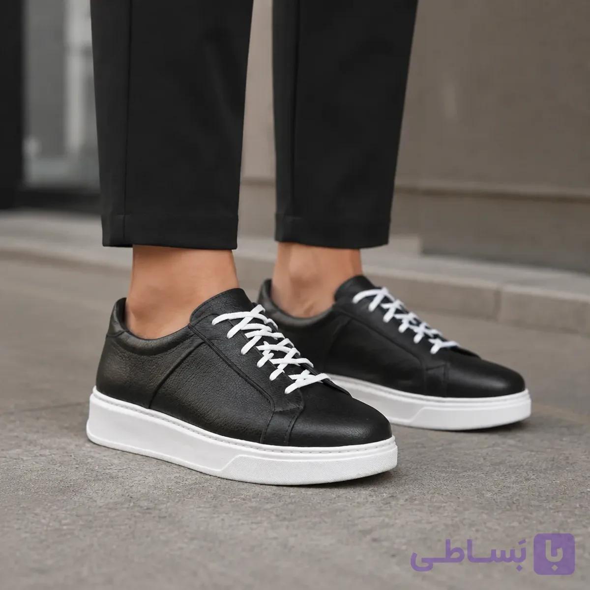 کفش چرم طبیعی زنانه مدل ونیز | رویه گاوی و زیره طبی PU – مشکی — تصویر 1
