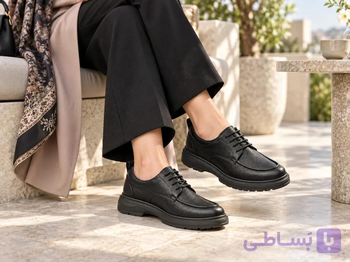 کفش لوفر بندی زنانه چرم طبیعی مدل الیکا — تصویر 1