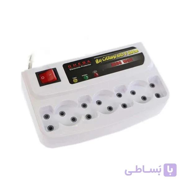 محافظ برق امگا ۷ خانه طول کابل ۱.۵ متر بدون ارت — تصویر 1