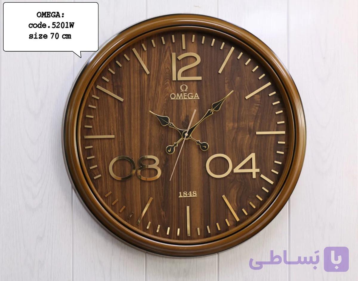ساعت دیواری اومگا مدل 3 شماره صفحه چوبی