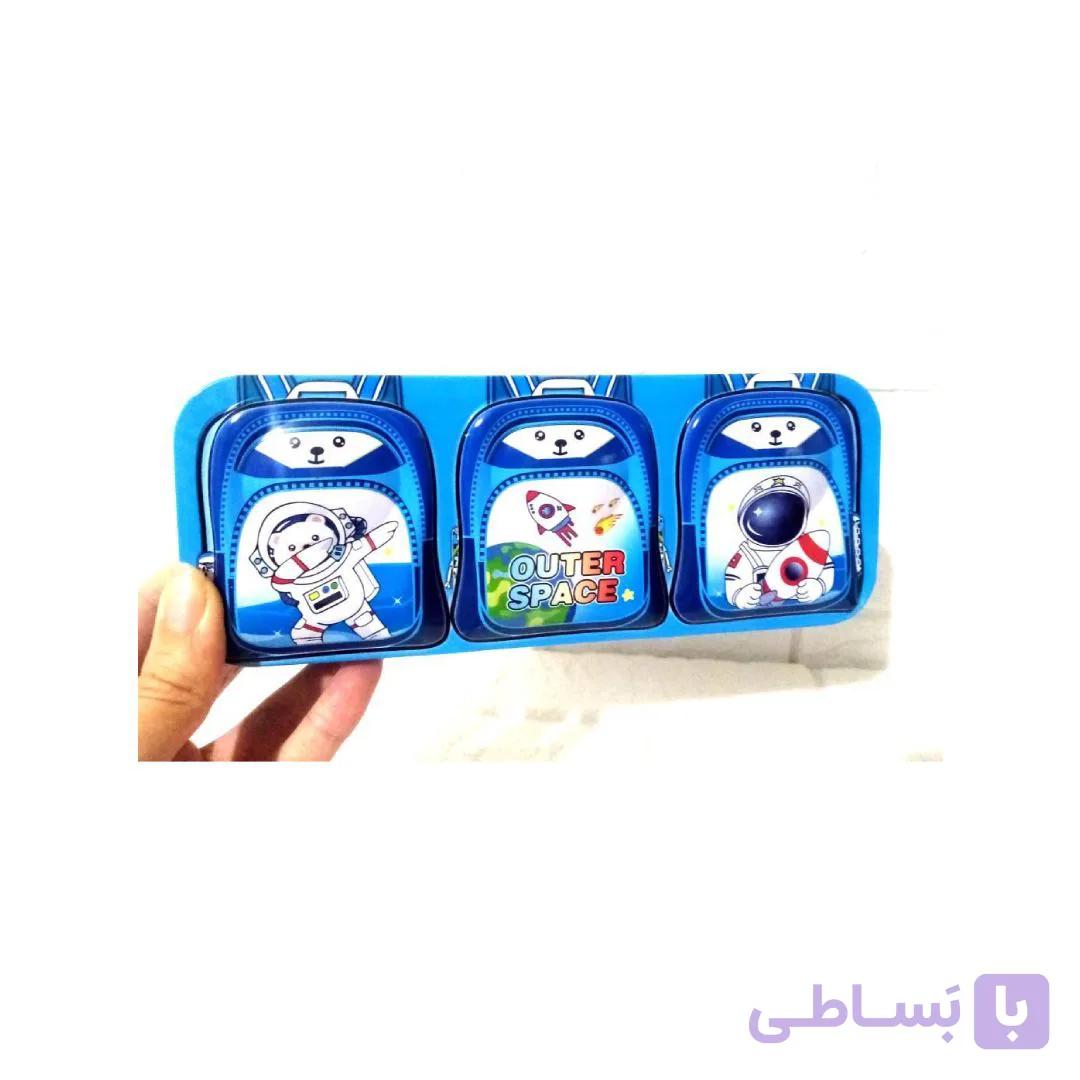 جامدادی فلزی برجسته طرح فضانورد دو طبقه (دارای جدول ضرب – وارداتی) کد3 — تصویر 1