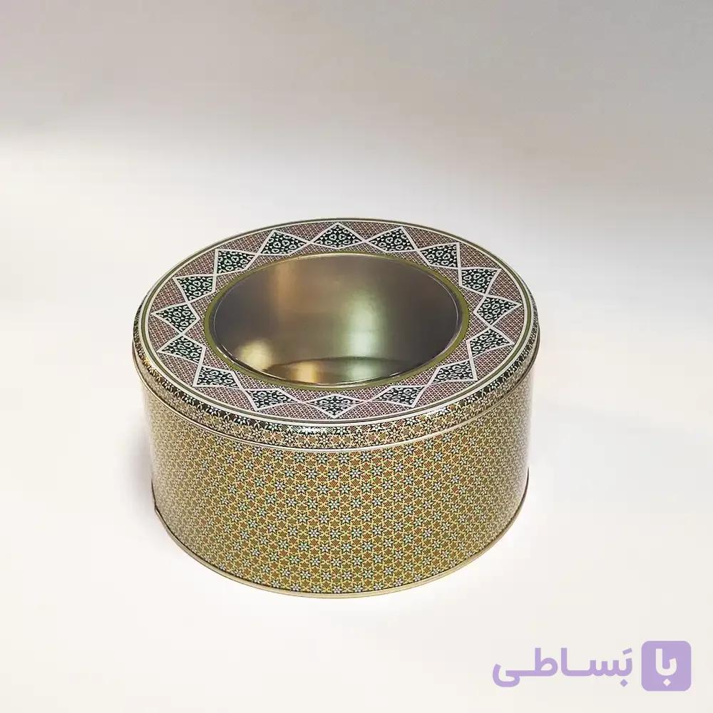 قوطی فلزی زعفران قطر 23 ارتفاع 10 (500 گرم سرگل)