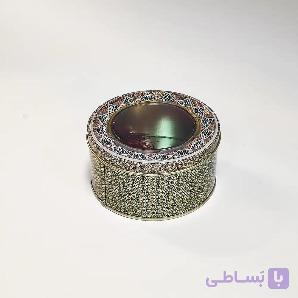 قوطی فلزی زعفران قطر 12 ارتفاع 5 (50 گرم سرگل)