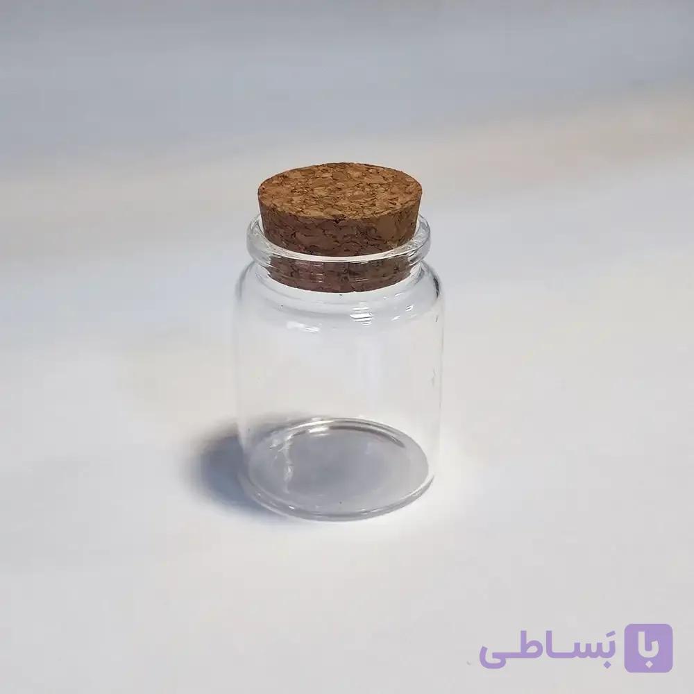 ظرف زعفران شیشه‌ای درب چوب پنبه‌ای کوچک — تصویر 1