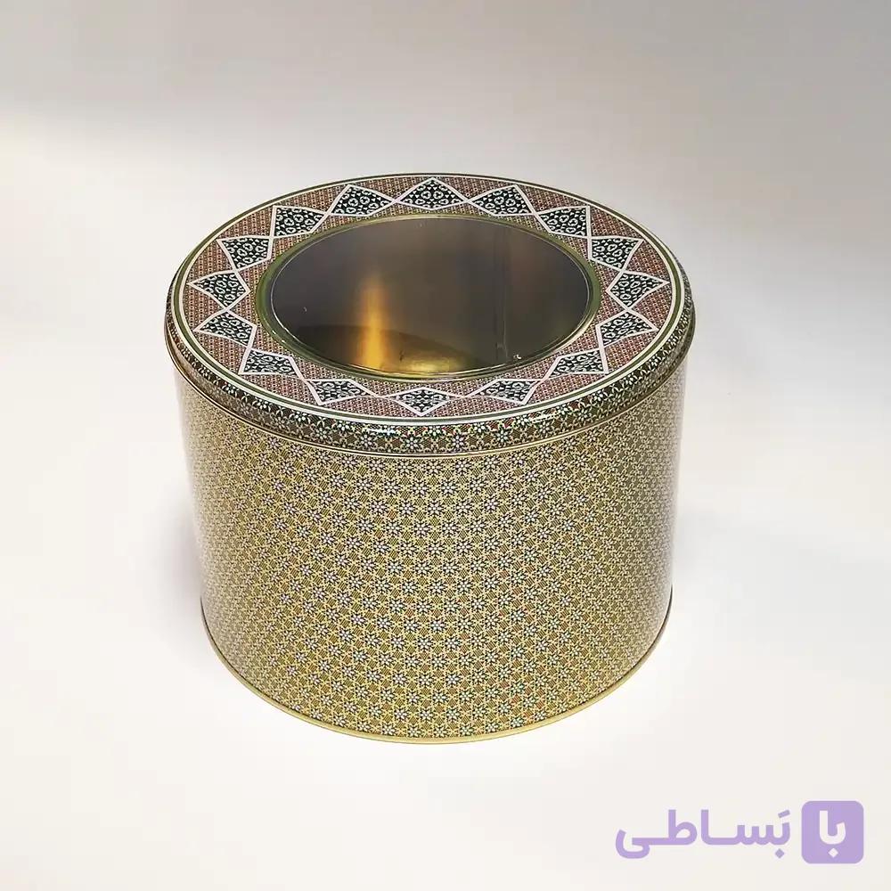 قوطی فلزی زعفران قطر 23 ارتفاع 17 (1000 گرم سرگل)
