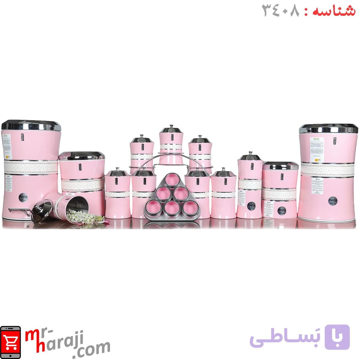 سرویس آشپزخانه استیل کمرباریک برلین (مشکی با در کروم) — تصویر 1