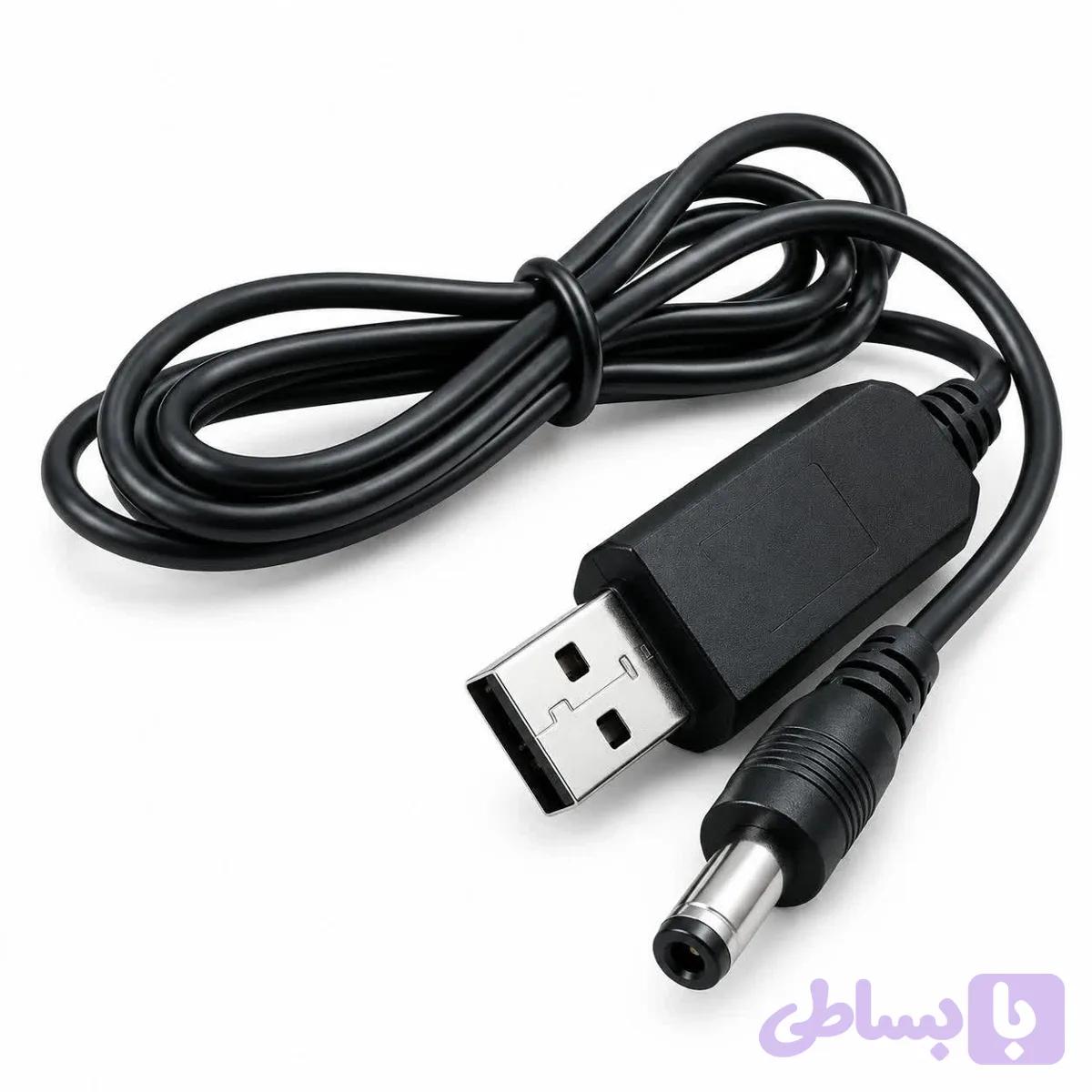 کابل تبدیل ولتاژ USB به 12V DC پایه آداپتوری