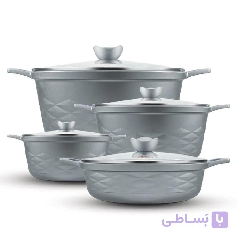 سرویس قابلمه گرانیت 8 پارچه نالینو مدل Elita طوسی — تصویر 1