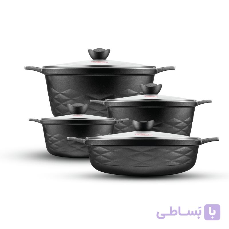 سرویس قابلمه گرانیت 8 پارچه نالینو مدل Elita مشکی — تصویر 1