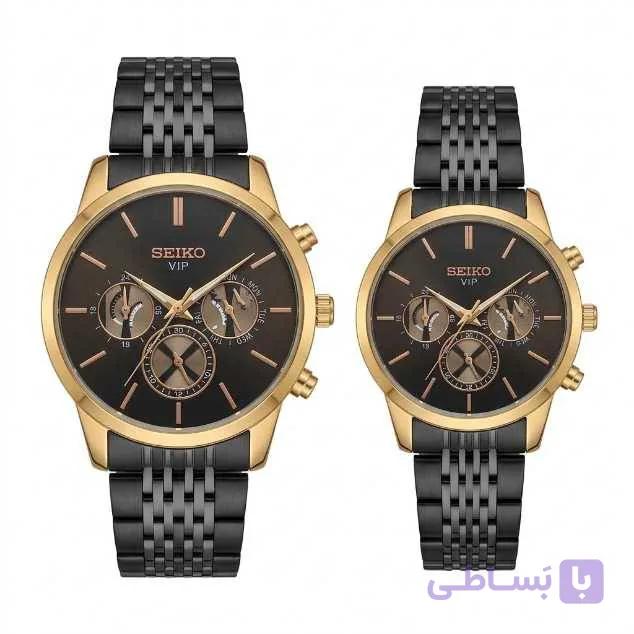 ساعت ست سیکو مشکی فول تایم | Seiko Watch Set — تصویر 1