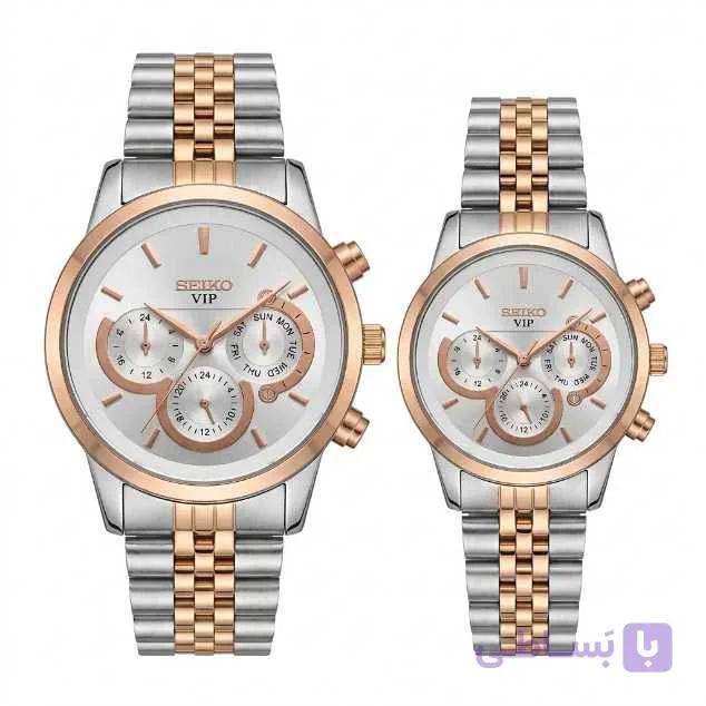 ساعت ست سیکو دو رنگ رز کرنوگراف | Gold Seiko Watch Set — تصویر 1