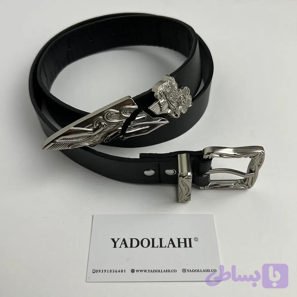 کمربند چرمی CHROME HEARTS مشکی با سگک طرح خنجر — تصویر 1