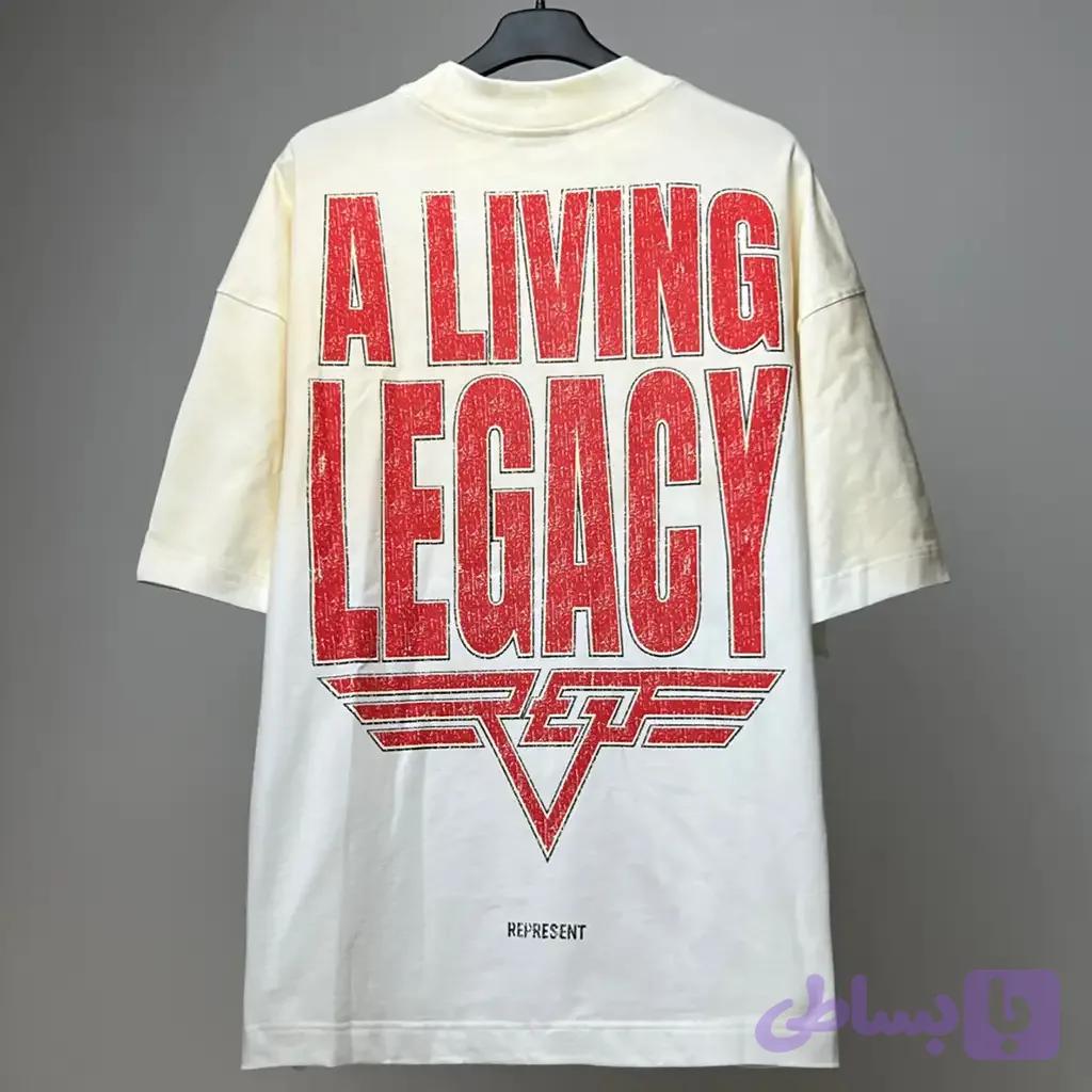 تیشرت کرم سفید REPRESENT طرح قرمز A LIVING LEGACY — تصویر 1