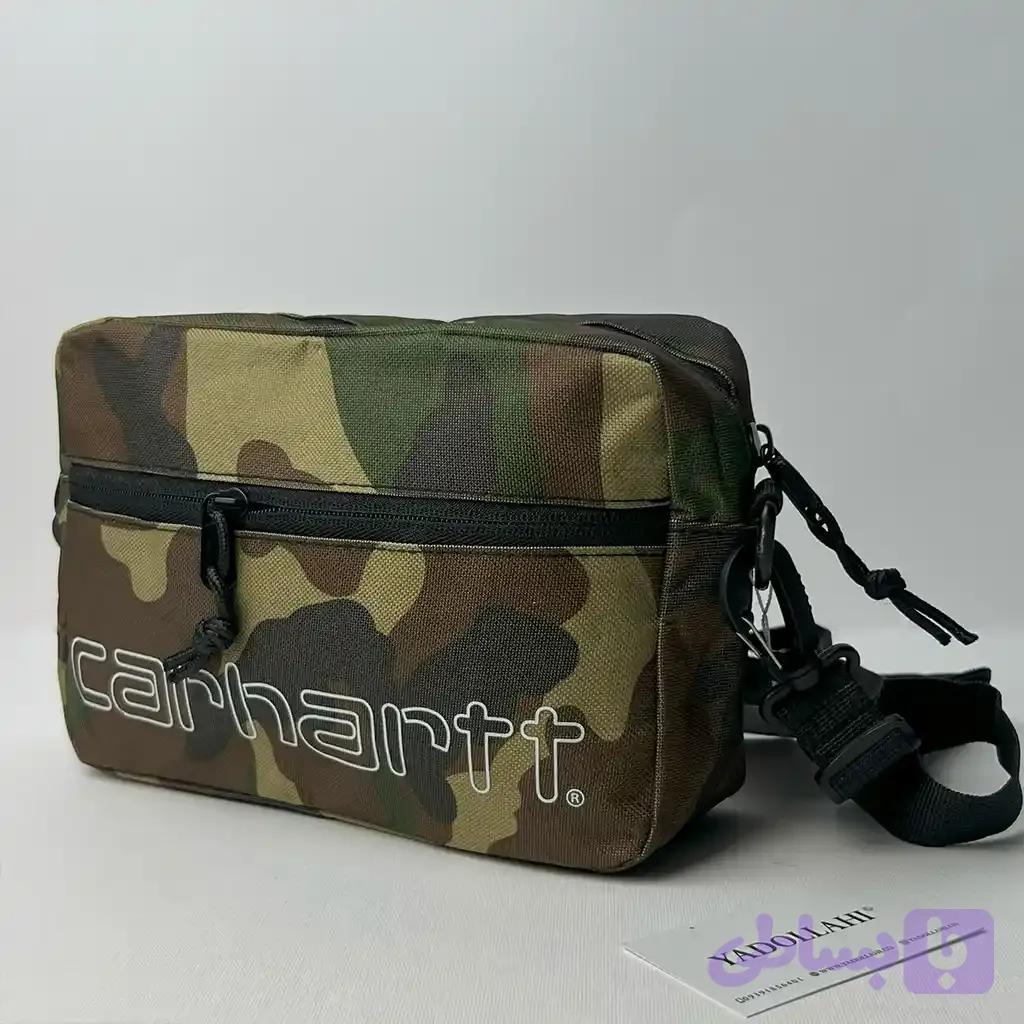 کیف دوشی کارهارت چریکی با چاپ برجسته سفید Carhartt — تصویر 1