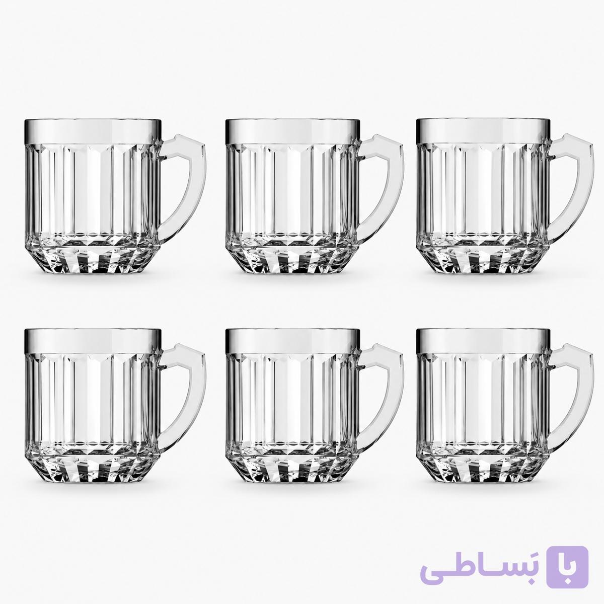 لیوان بلور اصفهان مدل مانسا دسته دار (بسته 6 عددی)