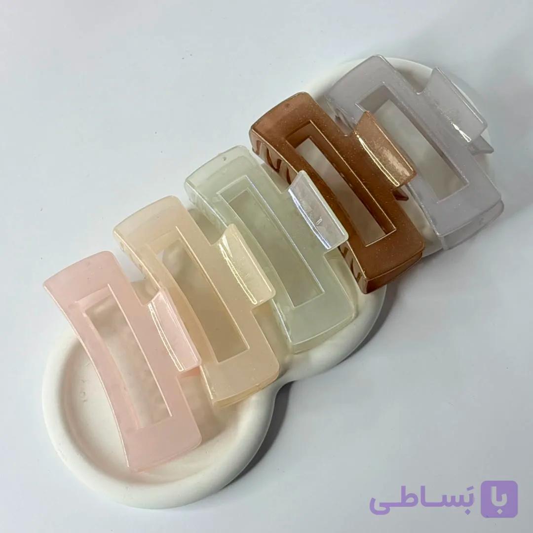 کلیپس مو مستطیل شفاف شاین دار — تصویر 1
