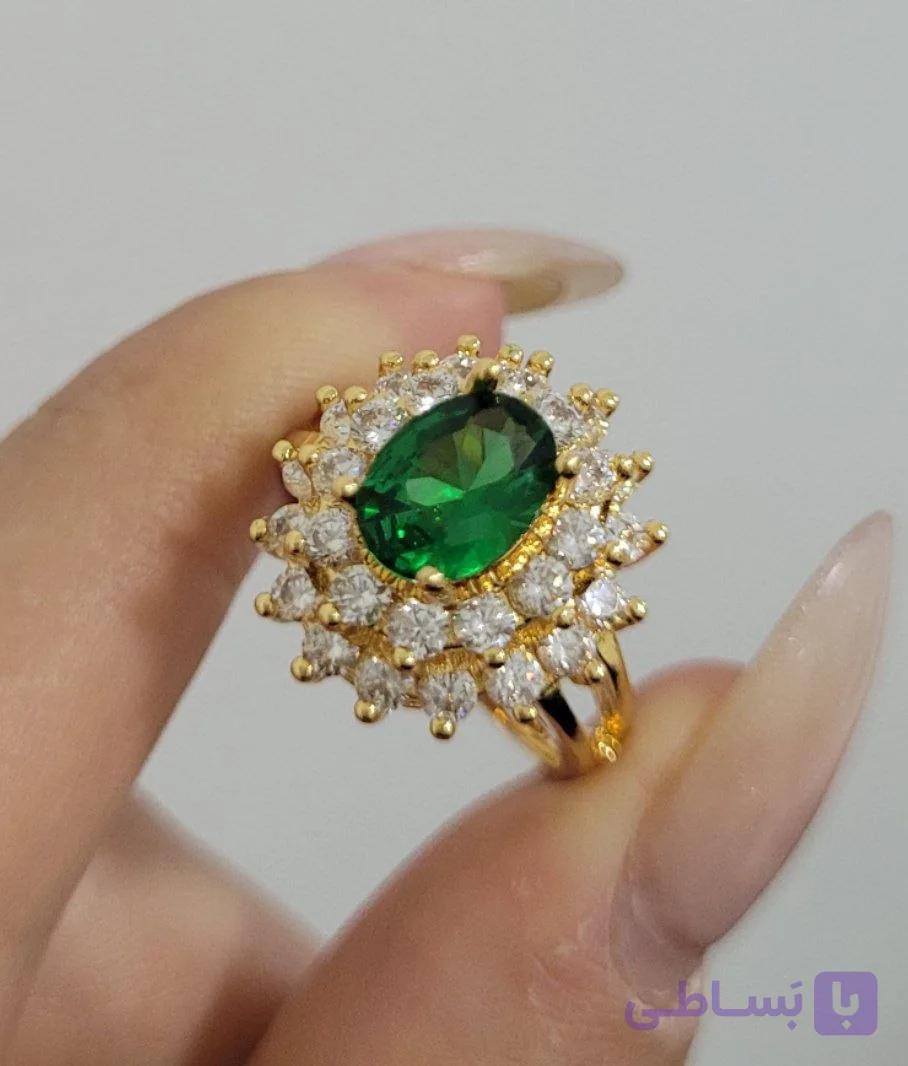 انگشتر خاویاری سنگ سبز کد 26261