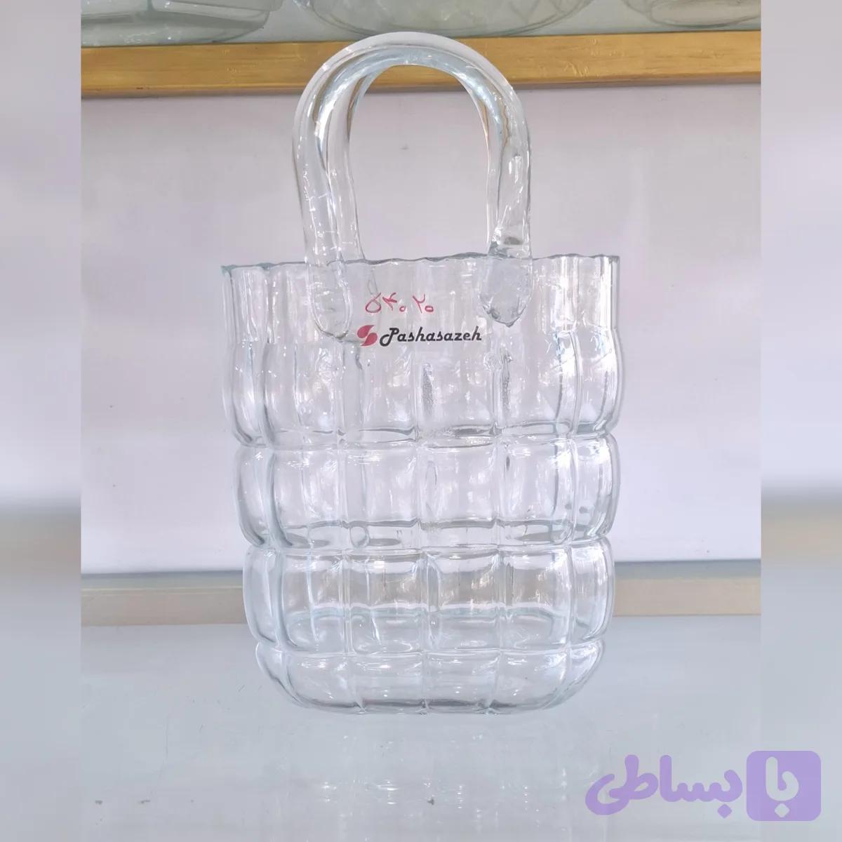 گلدان شیشه ای طرح سبد پاشاسازه