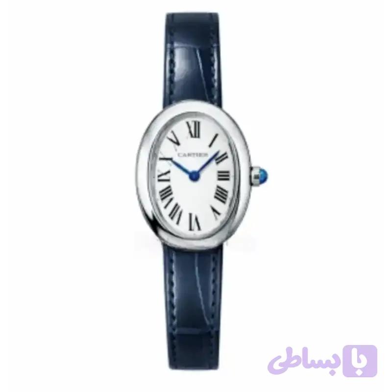 ساعت مچی زنانه کارتیر باگنور بند چرم رنگ سرمه‌ای Cartier Baignoire Dark Blue Letter — تصویر 1