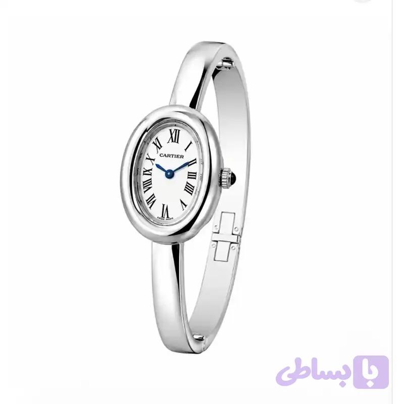 ساعت مچی زنانه کارتیر باگنور بند فلزی (النگویی) نقره‌ای Cartier Baignoire Silver — تصویر 1