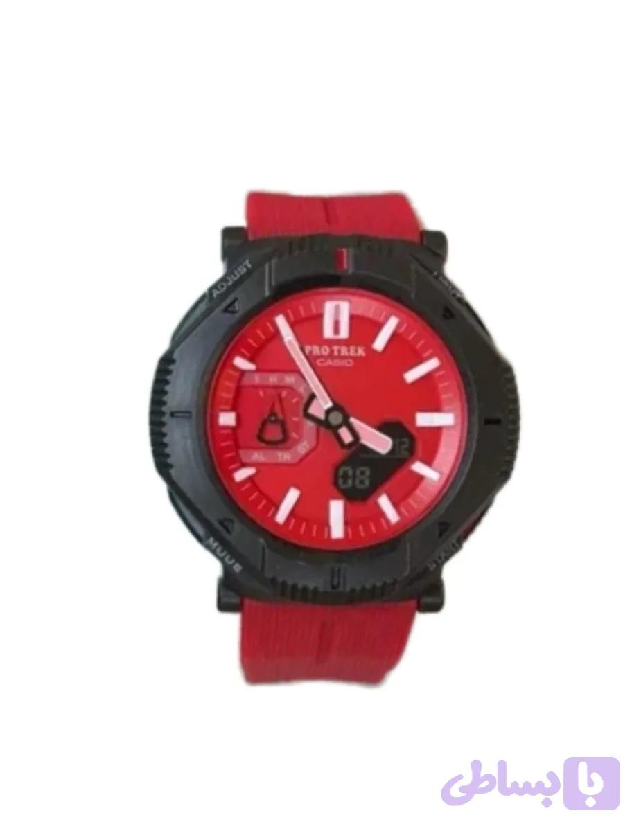 ساعت مچی جی شاک پروترک G-Shock مشکی صفحه قرمز بند رابر — تصویر 1