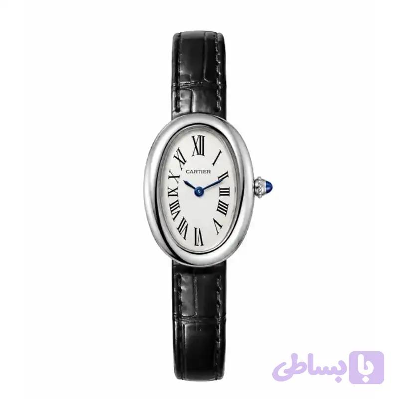 ساعت مچی زنانه کارتیر باگنور بند چرم رنگ مشکی – طلایی Cartier Baignoire Black Gold Letter — تصویر 1
