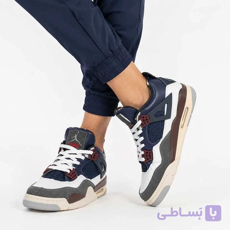 کتونی زنانه جردن 4 کرم یشمی کد 54790 — تصویر 1