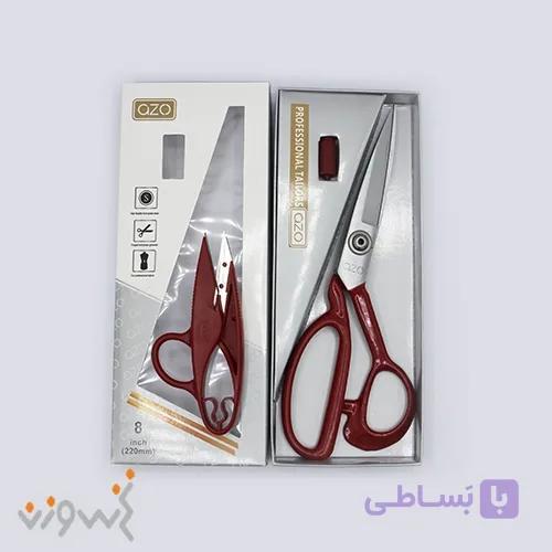 قیچی خیاطی دستی دسته قرمز آزو (PIN) سایز 12 — تصویر 1