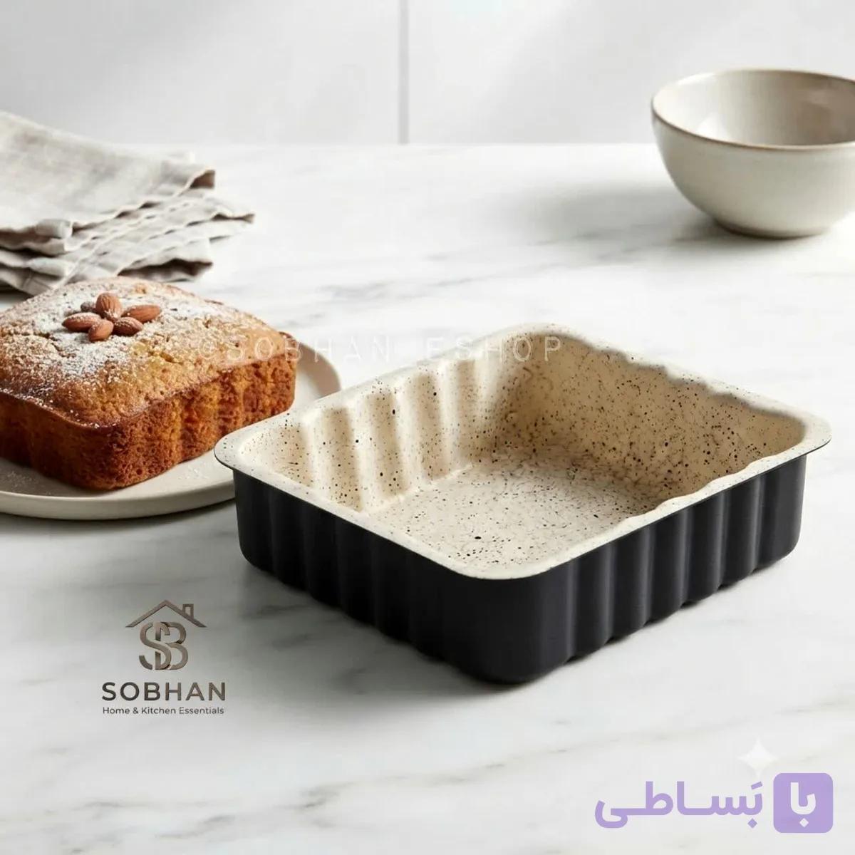 قالب کيک گرانیتی مربع دالبوردار — تصویر 1